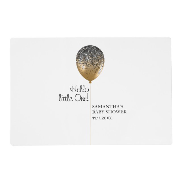 Stylish Gold Balloon Baby Placemat (Front)
