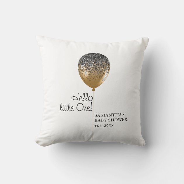 Stylish Gold Balloon Baby Shower Party Throw Pillow