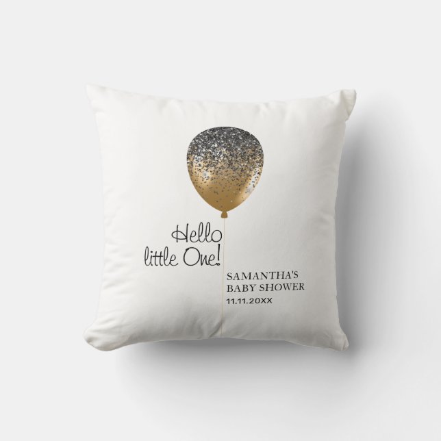 Stylish Gold Balloon Baby Shower Party Throw Pillow (Front)