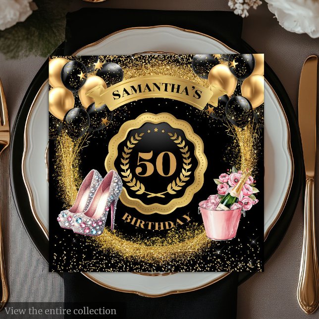 Stylish Gold Balloons Napkins with Rose Gold Heels (Stylish Gold Balloons Napkins with Rose Gold Heels

)