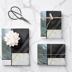 Stylish Gold black and white Marble pattern Wrapping Paper Sheets