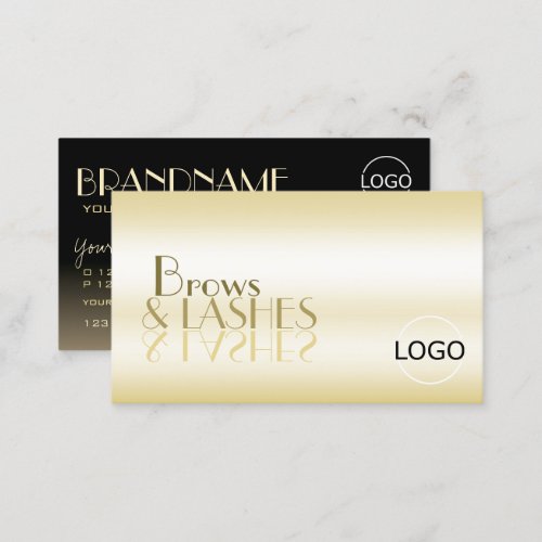 Stylish Gold Black Chic Mirror Letters with Logo Business Card