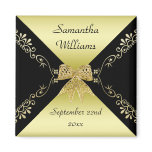 Stylish Gold & Black Decorative Bow Favor Magnet