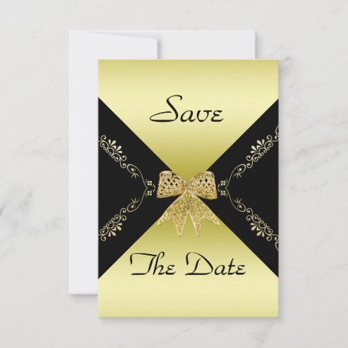 Stylish Gold  Black Decorative Bow save The Date