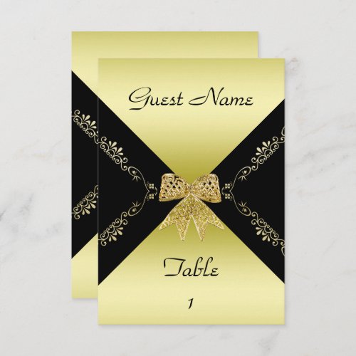 Stylish Gold  Black Decorative Bow Table Card