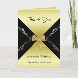 Stylish Gold & Black Decorative Bow Thank You