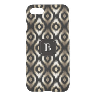 Stylish Gold & Black Diamond Ikat Pattern Monogram iPhone SE/8/7 Case
