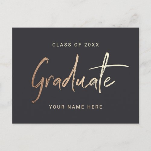 Stylish Gold Black Graduate Invitation Postcards