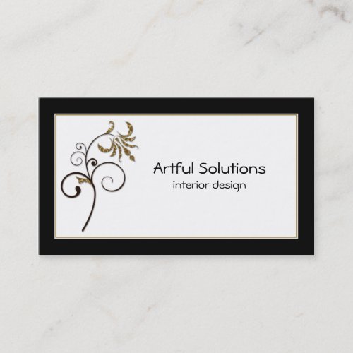 Stylish Gold Black Swirl Business Card
