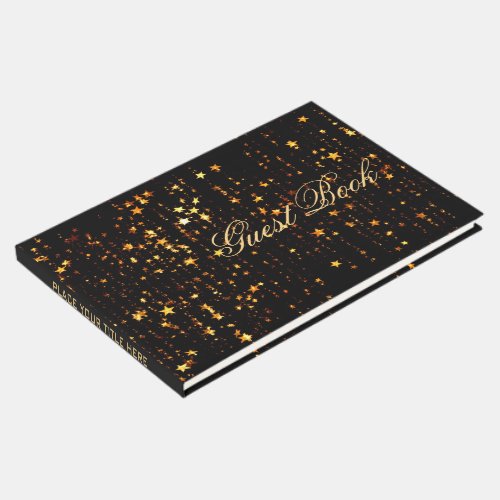 Stylish Gold Black Wedding Party Guest Book