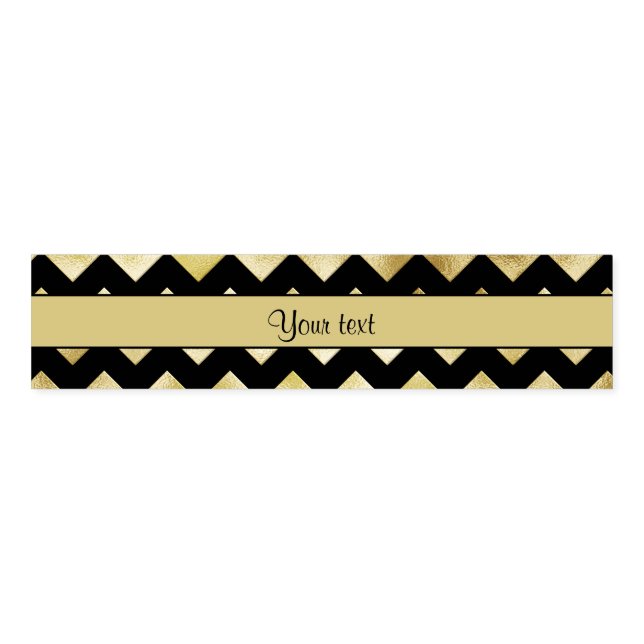 Stylish Gold & Black ZigZags Napkin Bands (Unfolded)