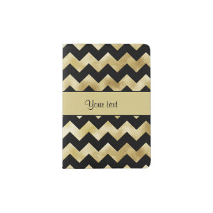 Stylish Gold & Black ZigZags Passport Holder