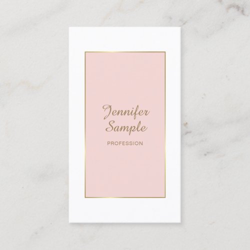 Stylish Gold Blush Pink White Modern Trendy Luxe Business Card