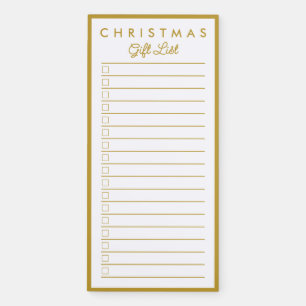 Stylish Gold Border Christmas Gift List Magnetic Notepad