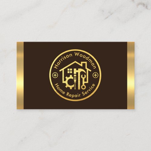 Stylish Gold Borders Home Repairs Board Business Card