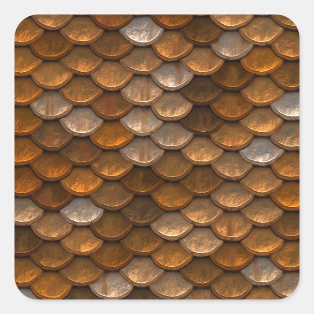 Stylish Gold Bronze Metallic Pattern Square Sticker (Front)