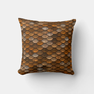 Stylish Gold Bronze Metallic Pattern Throw Pillow