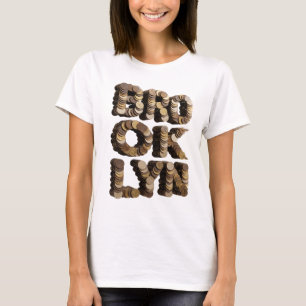 Stylish Gold BROOKLYN Text Design T-Shirt