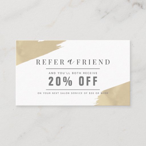 Customizable Stylish Gold Brush Strokes Hair Salon Referral Business Card