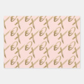 Stylish Gold Brush X O X Valentine's Day Pattern Wrapping Paper Sheets (Front 2)