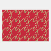 Stylish Gold Brush X O X Valentine's Day Pattern Wrapping Paper Sheets (Front)