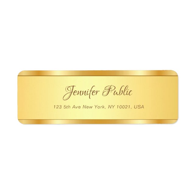 Stylish Gold Calligraphed Name Text Script Modern Label (Front)