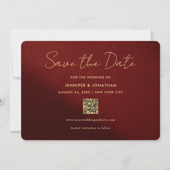 Stylish Gold Calligraphy Script Save The Dates Date (Front)