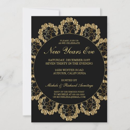 Stylish Gold Celebration New Years Invitation