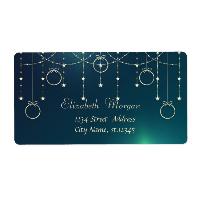 Stylish Gold Christmas Balls,Green Christmas Label (Front)