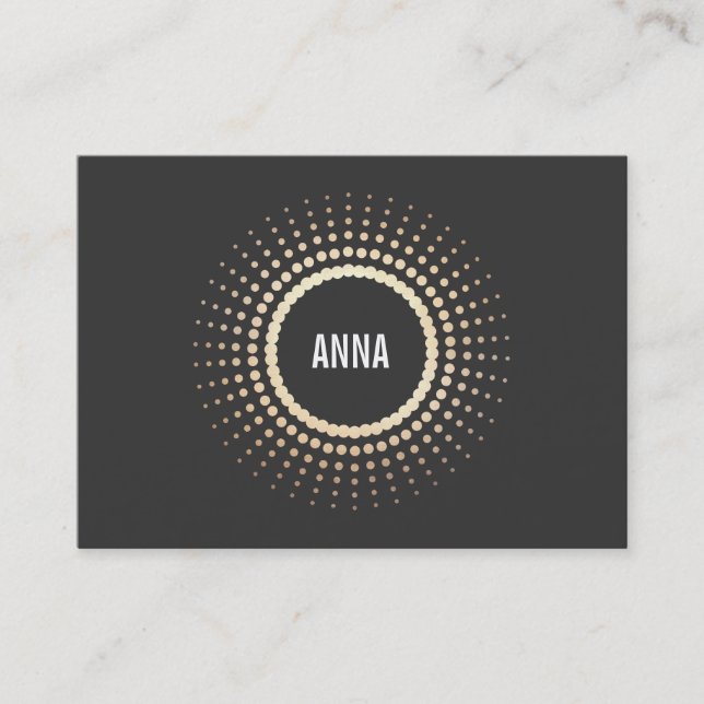 Stylish Gold Circle Logo, Modern Designer, Black Business Card (Front)