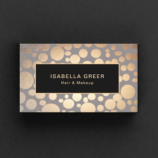 Customizable Warm Gray Gold Circles Beauty Salon and Spa Business Card