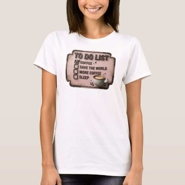 Stylish Gold COFFEE FIRST SAVE WORLD Tee (Front)
