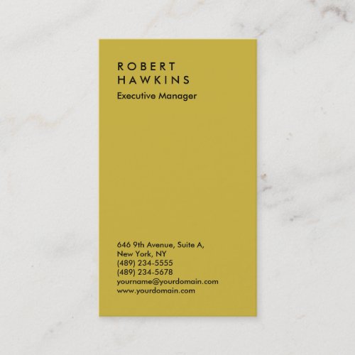 Stylish gold color professional plain manager business card