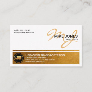 Stylish Gold Column Monogram Name Transportation Business Card