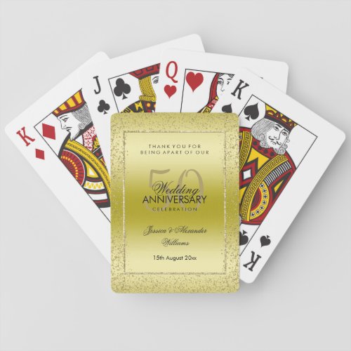 Stylish Gold Confetti 50th Golden Wedding Playing Cards