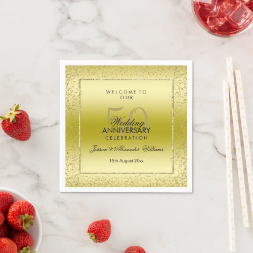 Stylish Gold Confetti 50th Wedding Napkins