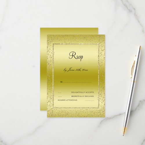 Stylish Gold Confetti 50th Wedding RSVP