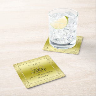 Stylish Gold Confetti 50th Wedding Square  Square Paper Coaster