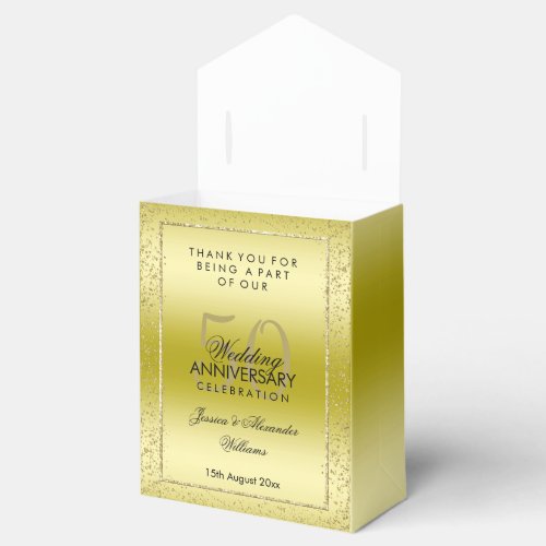 Stylish Gold Confetti 50th Wedding Thank You Favor Favor Boxes
