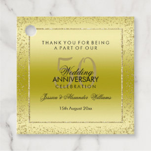 Stylish Gold Confetti 50th Wedding Thank You Favor Tags