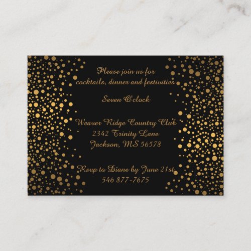 Stylish Gold Confetti Dots  Black Enclosure Card