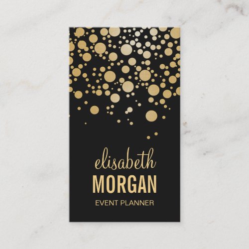 Stylish Gold Confetti Dots - Modern Beauty Black Double-Sided Standard Business Cards (Pack Of 100)