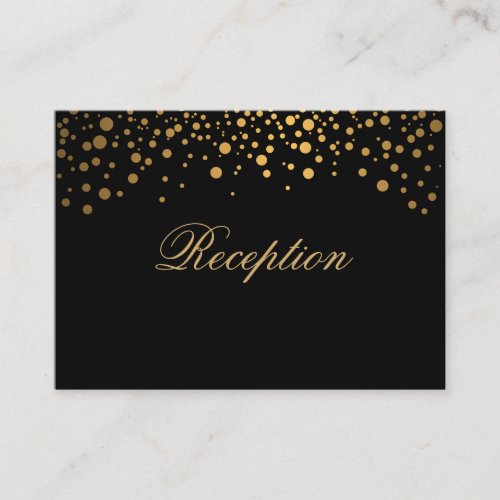 Stylish Gold Confetti Dots on Black Enclosure Card