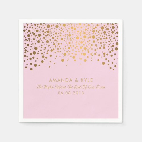 Stylish Gold Confetti Dots on Pale Pink Design Paper Napkins