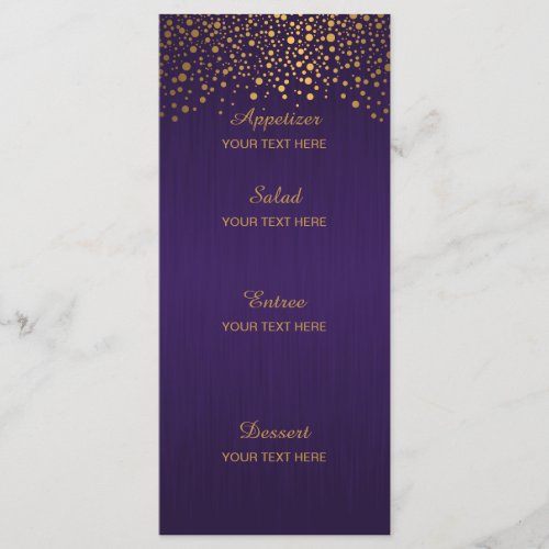 Stylish Gold Confetti Dots  Purple Menu