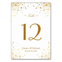 Stylish Gold Confetti Dots Wedding Table Number