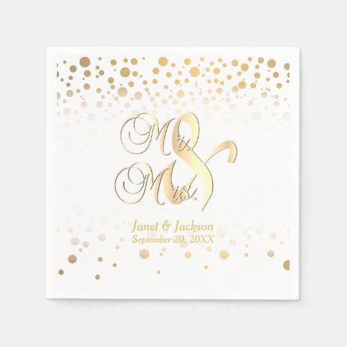 Stylish Gold Confetti Dots  White Background Napkins