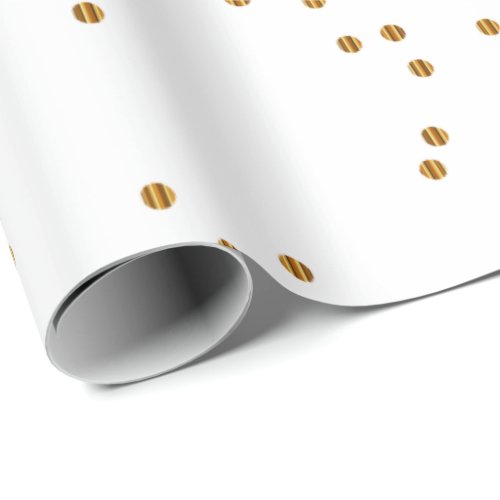 Stylish Gold Confetti Polka Dots on White Wrapping Paper