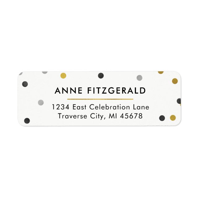 Stylish Gold Confetti Return Address Labels (Front)