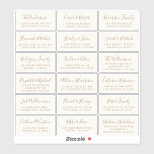 Stylish Gold Cream Wedding Guest Address Sticker